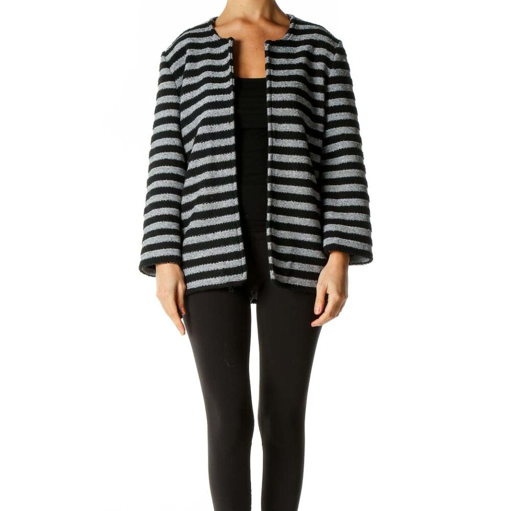 Amour vert Black Gray Striped Sweater